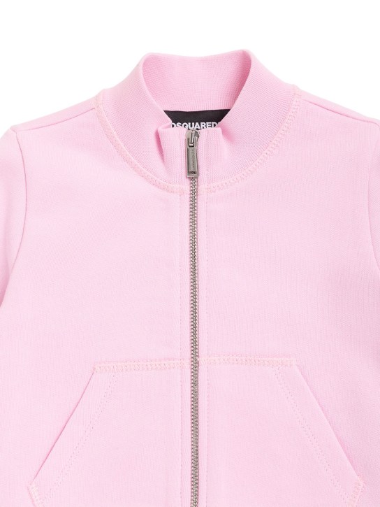 Dsquared2: Sweat-shirt zippé en coton - Rose - kids-girls_1 | Luisa Via Roma