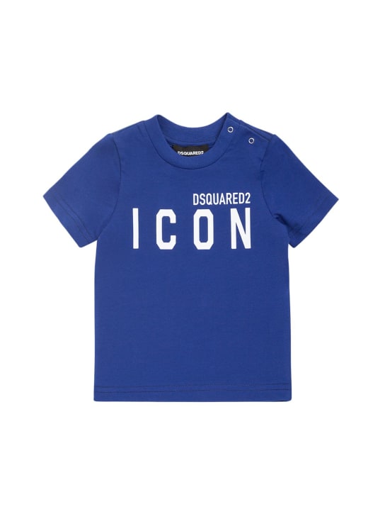 Dsquared2: T-shirt Icon in jersey di cotone con stampa - kids-girls_0 | Luisa Via Roma