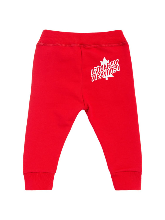 Dsquared2: Logo print cotton sweatpants - Red - kids-boys_0 | Luisa Via Roma
