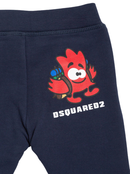 Dsquared2: Pantalon en coton à logo - Bleu Marine - kids-boys_1 | Luisa Via Roma