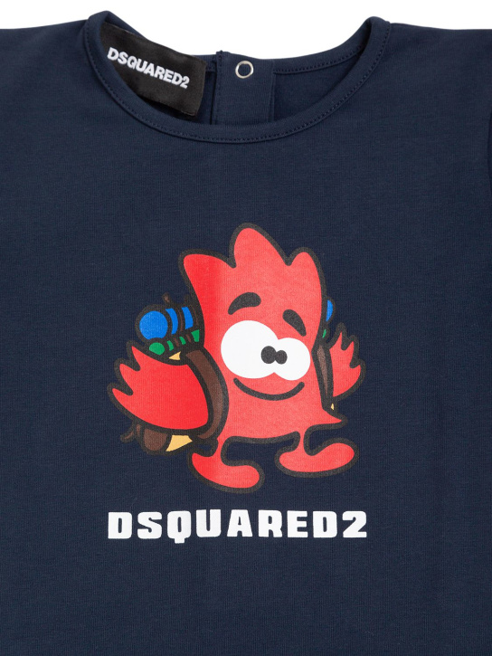 Dsquared2: Printed cotton jersey romper w/logo - Navy - kids-boys_1 | Luisa Via Roma