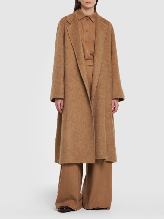 Max Mara: LVR Exclusive mohair & camel drap coat - Camel - women_1 | Luisa Via Roma