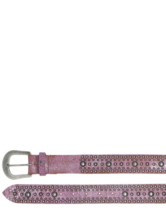 HTC Los Angeles: Cinturón de piel con tachuelas 3.5cm - Rosa - women_1 | Luisa Via Roma