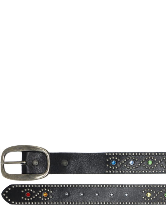 HTC Los Angeles: Cinturón de piel con tachuelas 3,5cm - Negro - women_1 | Luisa Via Roma