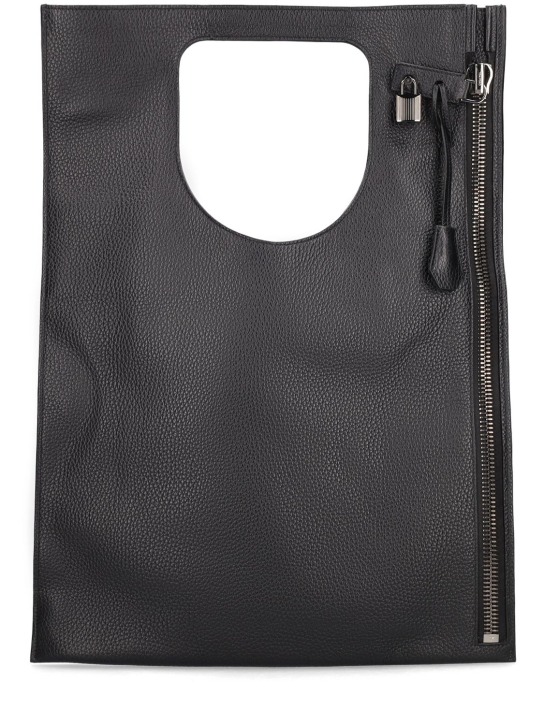 Tom Ford: LVR Exclusive Alix flat leather bag - Black/Rutenio - women_0 | Luisa Via Roma