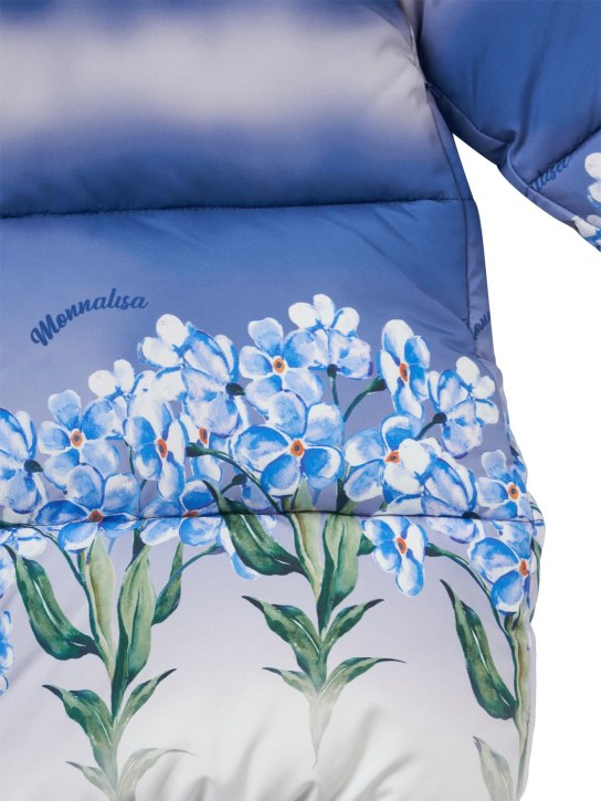 Monnalisa: Manteau en nylon imprimé à capuche - Bleu - kids-girls_1 | Luisa Via Roma