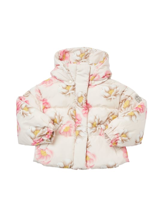 Monnalisa: Flower printed nylon puffer jacket - Multicolor - kids-girls_0 | Luisa Via Roma