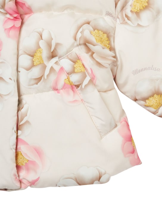 Monnalisa: Flower printed nylon puffer jacket - Multicolor - kids-girls_1 | Luisa Via Roma