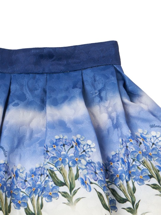Monnalisa: Printed matelassé skirt - Blue/White - kids-girls_1 | Luisa Via Roma