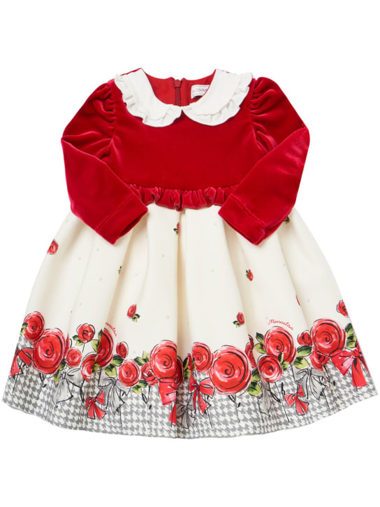 Monnalisa: Rose printed neoprene dress - Multicolor - kids-girls_0 | Luisa Via Roma