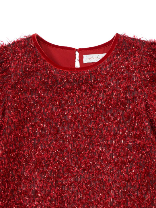 Monnalisa: Robe en lurex à franges - Rouge - kids-girls_1 | Luisa Via Roma