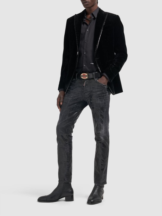 Dsquared2: Jeans de denim revestido - Negro - men_1 | Luisa Via Roma
