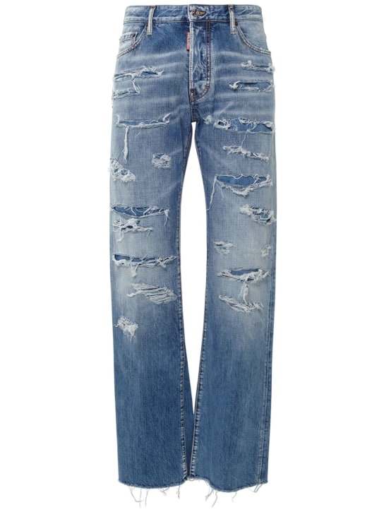 Dsquared2: Jeans Roadie de denim de algodón - Azul - men_0 | Luisa Via Roma