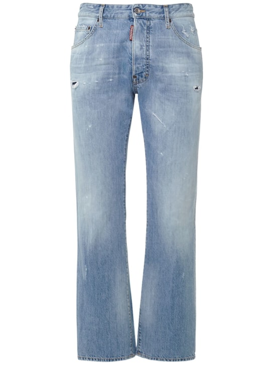 Dsquared2: Bootcut cotton denim jeans - Blue - men_0 | Luisa Via Roma
