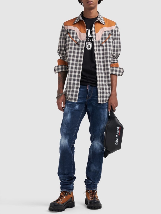 Dsquared2: Jeans slim fit in denim di cotone - men_1 | Luisa Via Roma