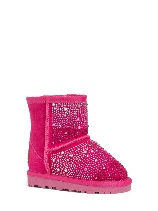 Monnalisa: Embellished boots w/ faux fur - Fuchsia - kids-girls_1 | Luisa Via Roma