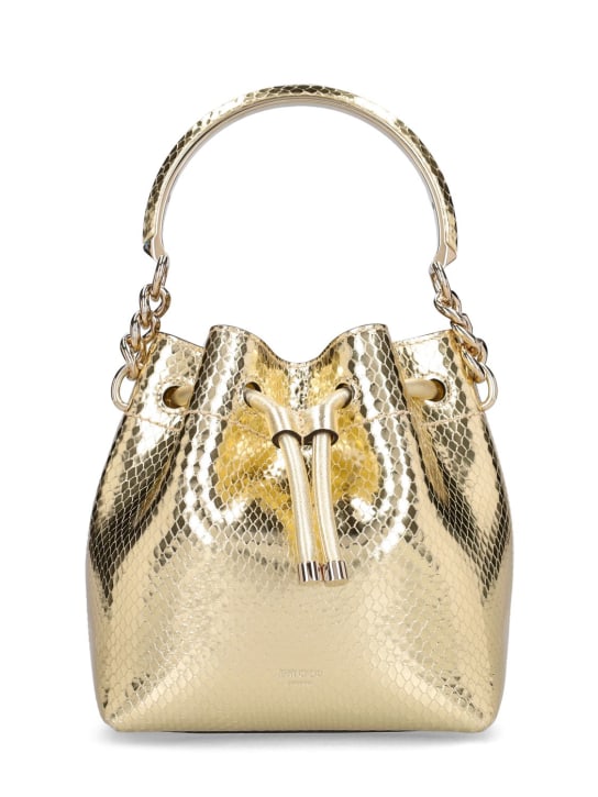 Jimmy Choo: LVR Exclusive Bon Bon leather bucket bag - Gold - women_0 | Luisa Via Roma
