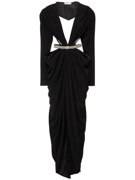 Alexandre Vauthier: LVR Exclusive cutout crepe long dress - Black - women_0 | Luisa Via Roma