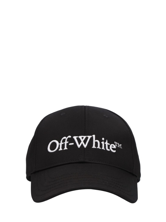 Off-White: Bookish logo cotton baseball cap - Black - men_0 | Luisa Via Roma