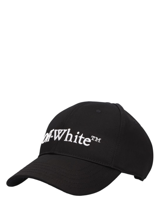 Off-White: Bookish logo cotton baseball cap - Black - men_1 | Luisa Via Roma