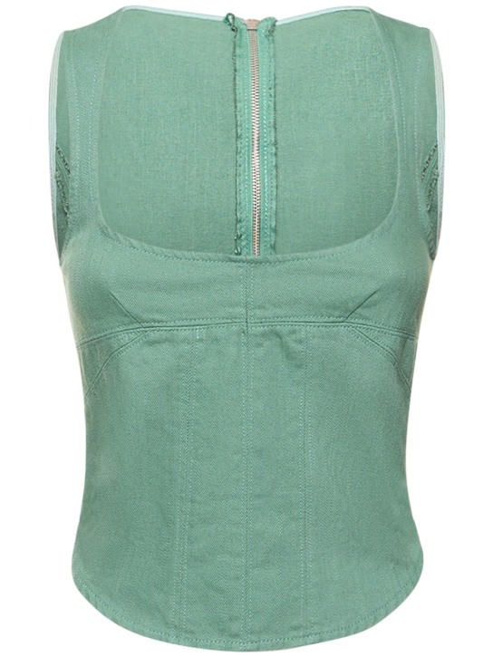 Cannari Concept: Sarai washed cotton twill corset top - Green - women_0 | Luisa Via Roma