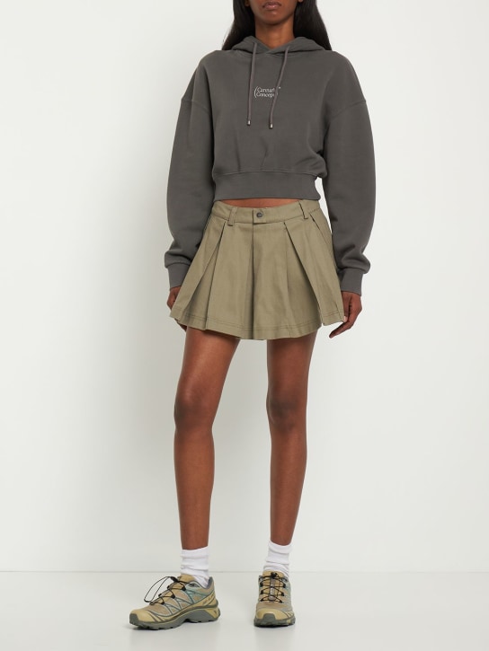 Cannari Concept: Sariah logo printed cotton crop hoodie - Grey - women_1 | Luisa Via Roma