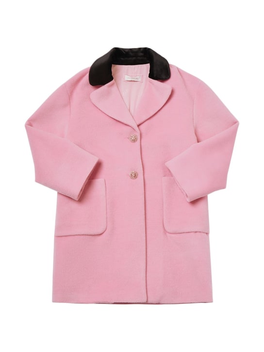Monnalisa: Wool blend coat - Pink - kids-girls_0 | Luisa Via Roma