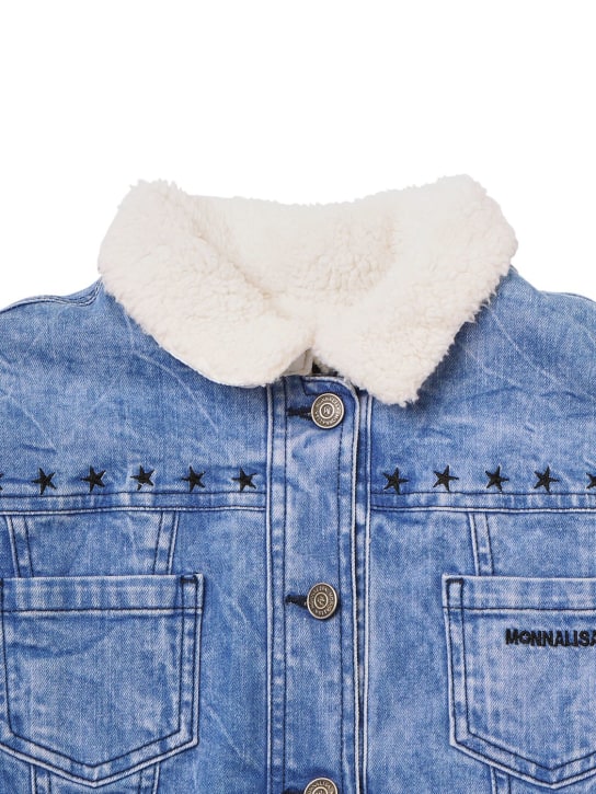 Monnalisa: Cotton denim jacket - Denim - kids-girls_1 | Luisa Via Roma