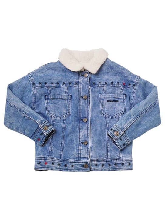 Monnalisa: Cotton denim jacket - Denim - kids-girls_0 | Luisa Via Roma
