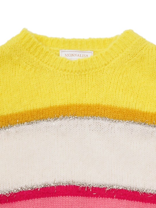Monnalisa: Color block knit sweater - Multicolor - kids-girls_1 | Luisa Via Roma