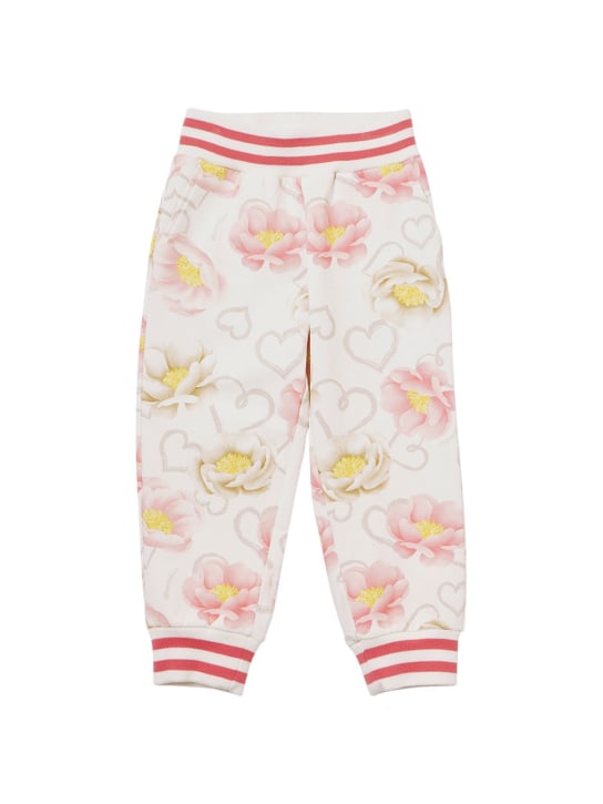 Monnalisa: Flower print cotton sweatpants - Multicolor - kids-girls_0 | Luisa Via Roma