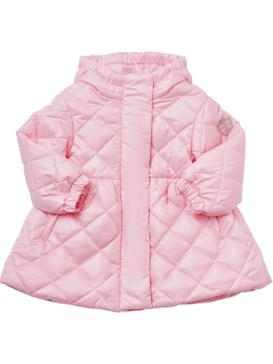 Monnalisa: Hooded nylon puffer jacket - Pink - kids-girls_0 | Luisa Via Roma