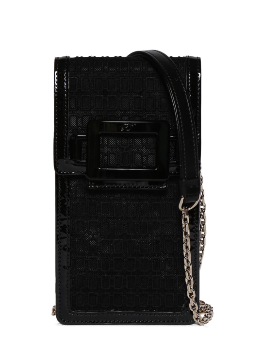 Roger Vivier: Belle Vivier leather phone holder - Black - women_0 | Luisa Via Roma