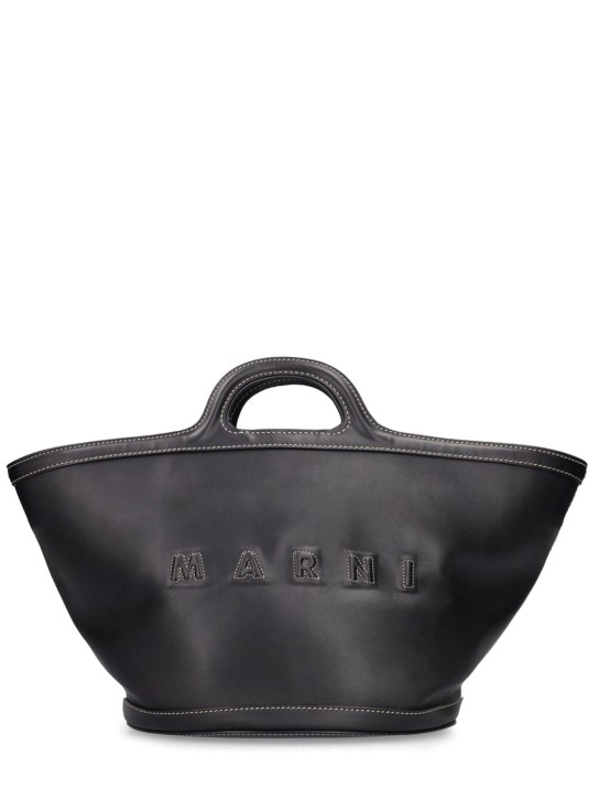 Marni: Small Tropicalia leather top handle bag - Black - women_0 | Luisa Via Roma
