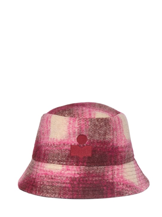 Isabel Marant: Haley checked wool blend bucket hat - Fuchsia - women_0 | Luisa Via Roma