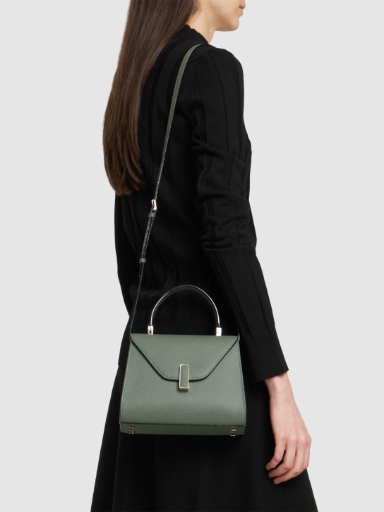 Valextra: Mini Iside grained leather bag - Muschio - women_1 | Luisa Via Roma