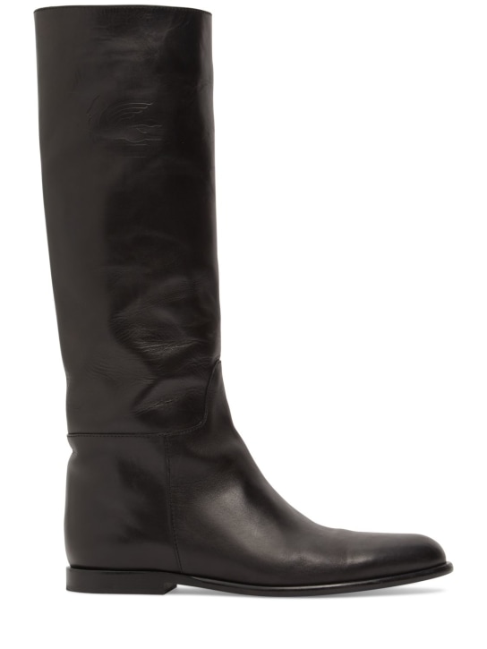 Etro: 10mm Leather tall boots - women_0 | Luisa Via Roma