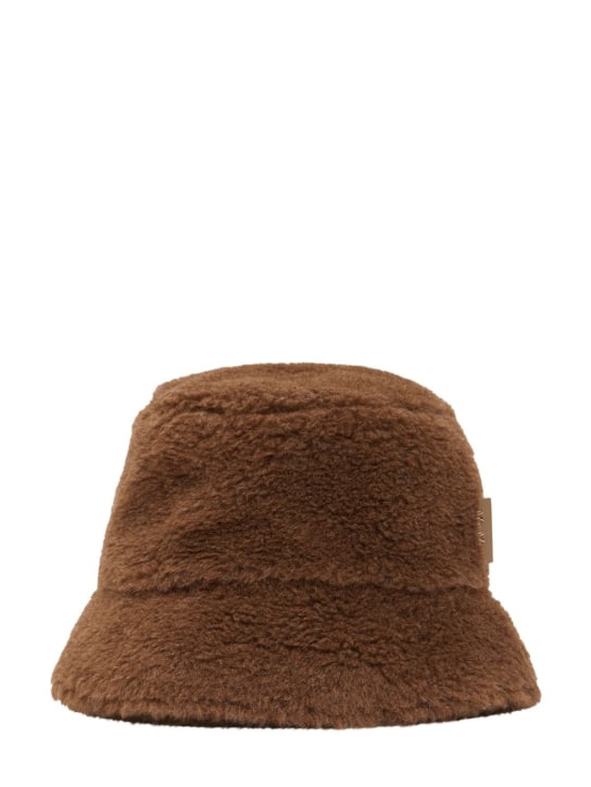 Max Mara: Figura1 wool teddy bucket hat - Castagna - women_0 | Luisa Via Roma
