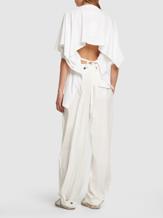 MM6 Maison Margiela: T-Shirt aus Baumwolle mit offenem Rücken - Weiß - women_1 | Luisa Via Roma