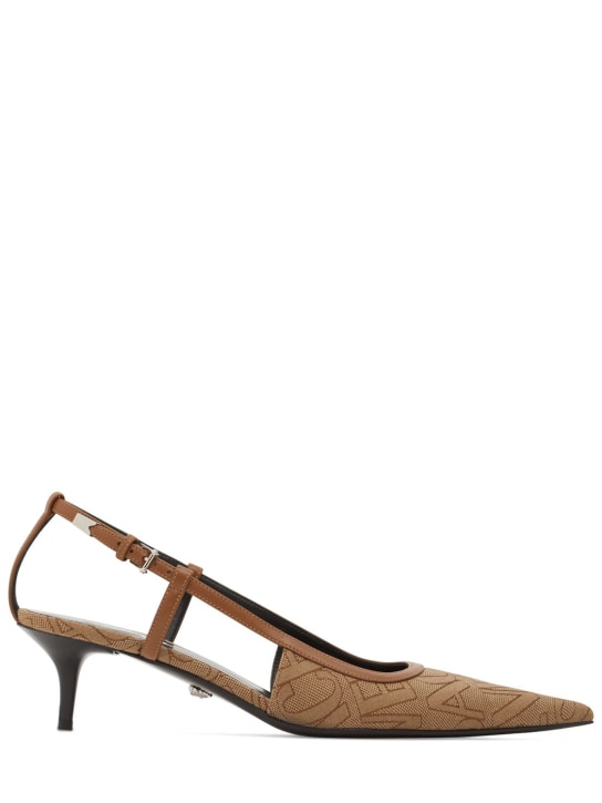 Versace: Zapatos de tacón destalonados de piel 45mm - Beige - women_0 | Luisa Via Roma