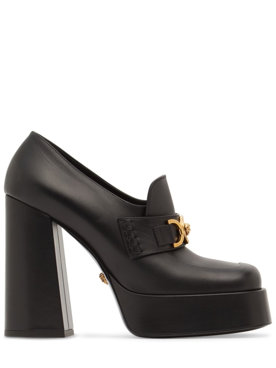 Versace: 120毫米皮革乐福鞋 - 黑色 - women_0 | Luisa Via Roma
