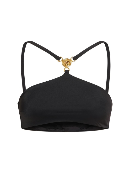 Versace: Lycra halter neck bikini top - Black - women_0 | Luisa Via Roma