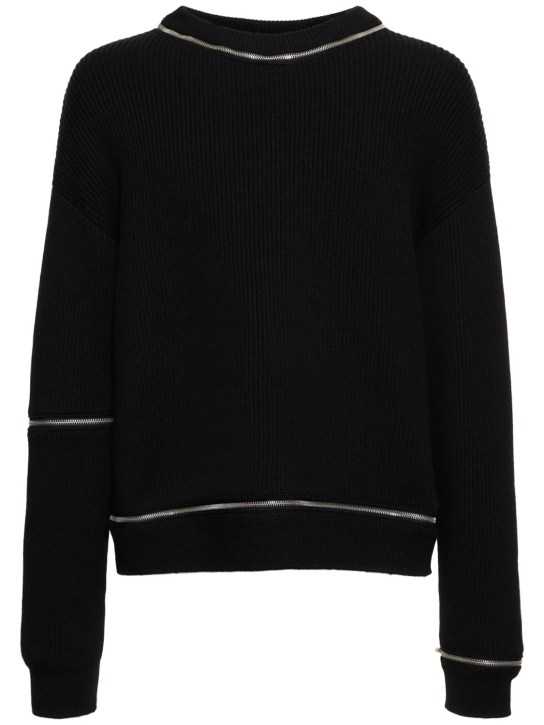 Moschino: Zip wool knit sweater - men_0 | Luisa Via Roma