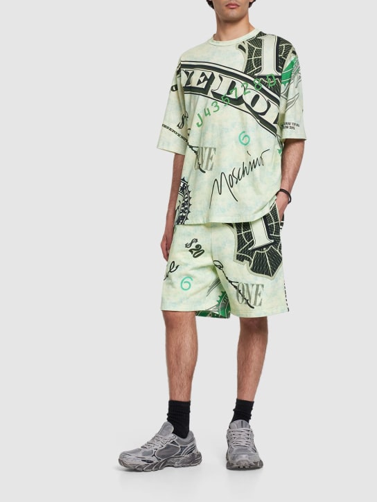Moschino: Money printed cotton jersey t-shirt - Green - men_1 | Luisa Via Roma