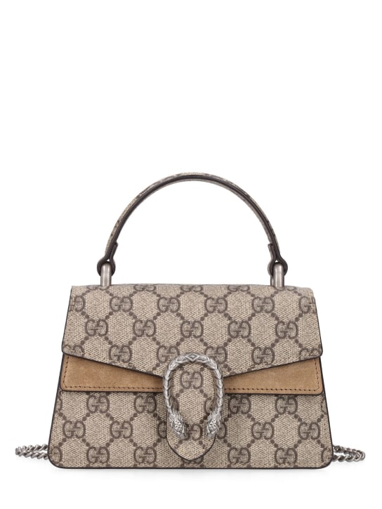 Gucci: Super mini canvas shoulder bag - Ebony - women_0 | Luisa Via Roma
