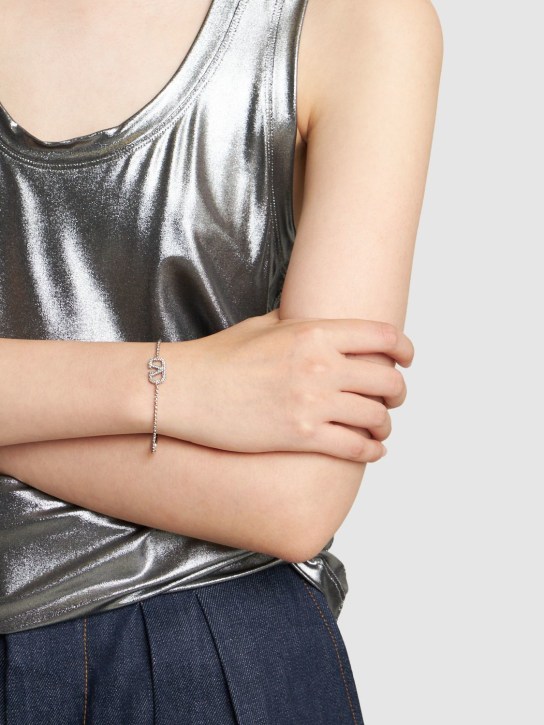 Valentino Garavani: V logo signature crystal bracelet - Silver - women_1 | Luisa Via Roma