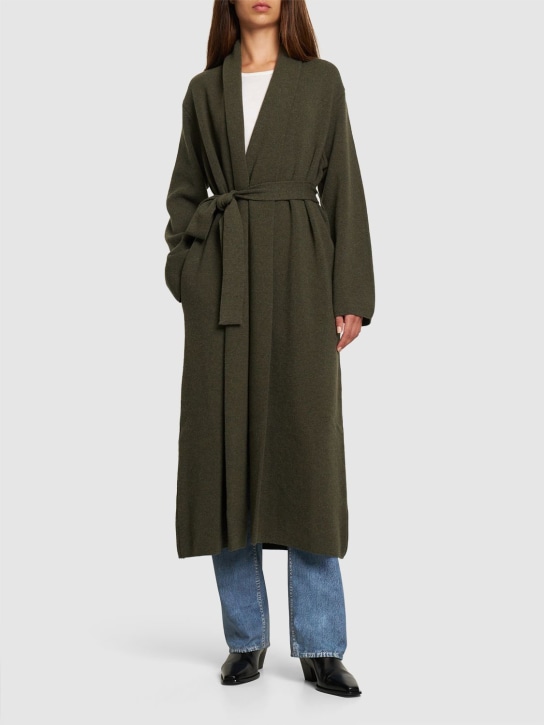 Annagreta: Abrigo de lana con cinturón - Verde Loden - women_1 | Luisa Via Roma