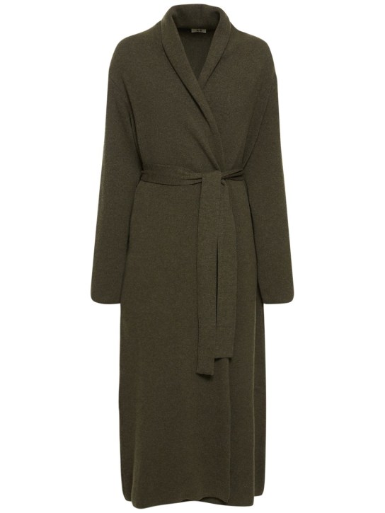 Annagreta: Abrigo de lana con cinturón - Verde Loden - women_0 | Luisa Via Roma