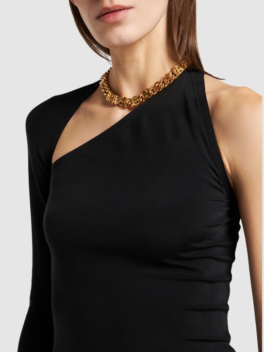 Balenciaga: Chain logo brass necklace - Gold - women_1 | Luisa Via Roma