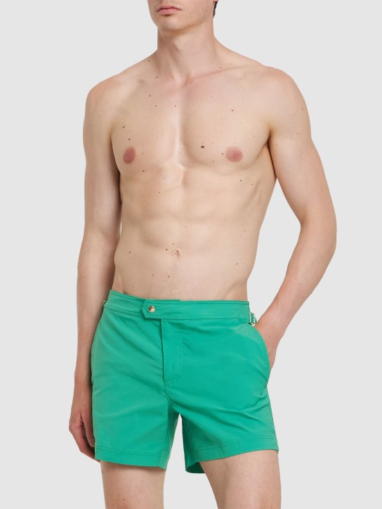 Tom Ford: Compact poplin swim shorts - Green - men_1 | Luisa Via Roma